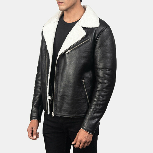 Alberto-White-Shearling-Black-Leather-Jacket